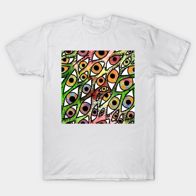 Trippy Galaxy Rainbow Swirl Eyes Creamsicle 70s Daydream T-Shirt by JamieWetzel